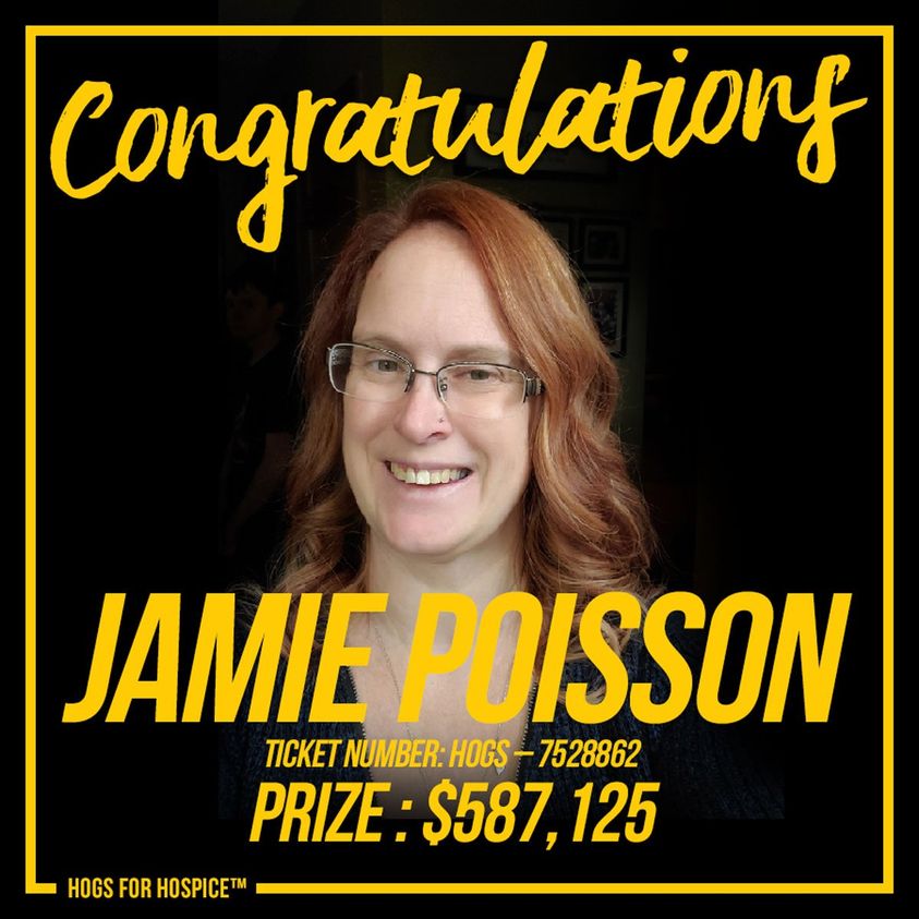 Jamie Poisson Wins The $587,125 Hogs for Hospice 50/50 Jackpot